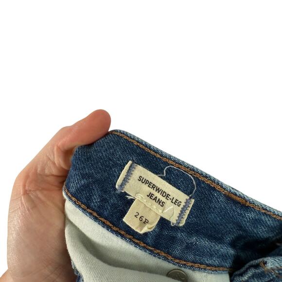 Madewell Superwide Leg Jeans Cuffed Fannin Wash Mid Rise Rigid Denim Womens 26P - Picture 8 of 10